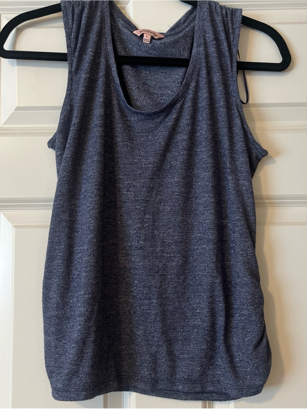Juicy Couture Heather Charcoal Gray Ruched Sleeveless Tank